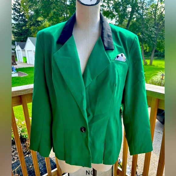 Vintage Joseph Feldman Kelly green button up blazer size 18 1/2 - Picture 1 of 7